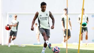 Rodrygo entrenando con el Real Madrid