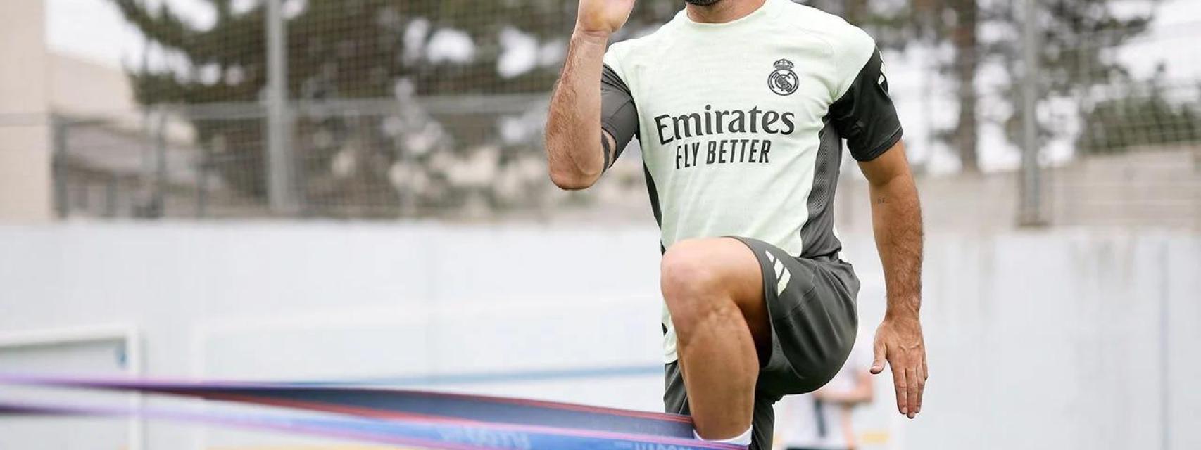 Dani Carvajal, durante uno de los últimos entrenamientos antes del Mundial de Clubes