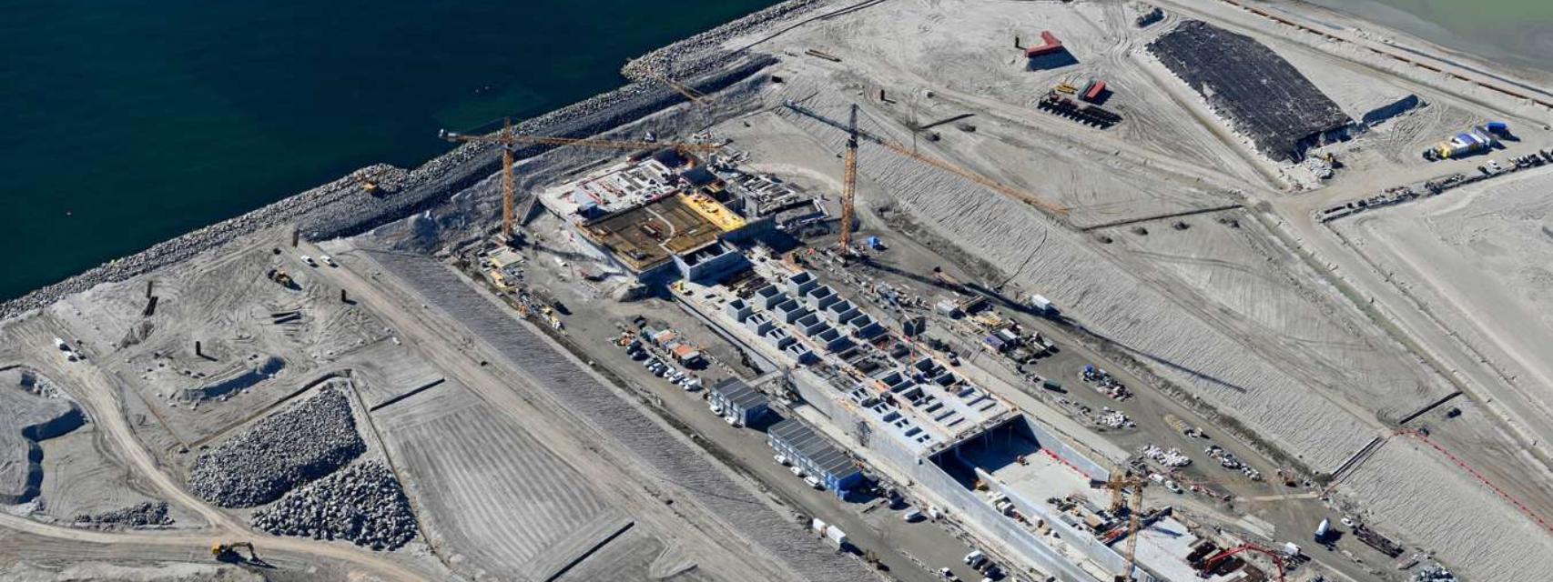 Las obras en la entrada del túnel desde Dinamarca