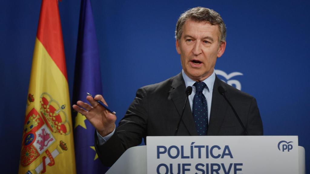 El presidente del PP, Alberto Núñez Feijóo, este jueves.