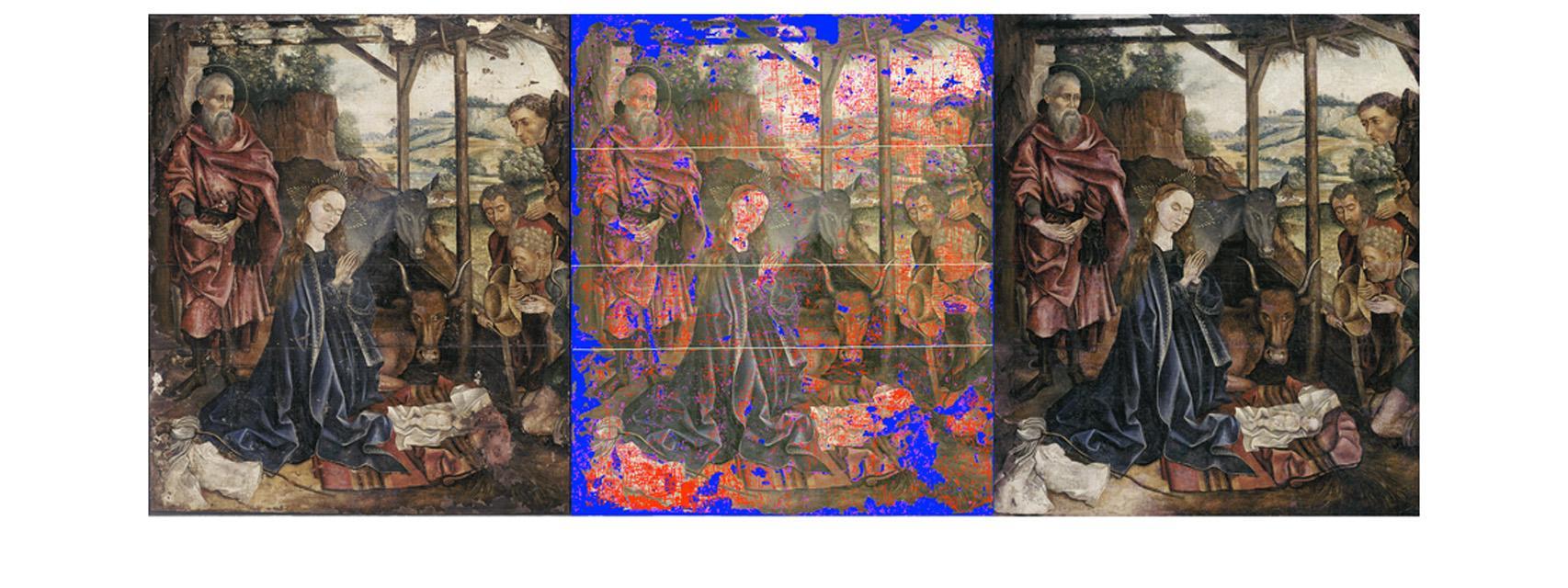 Fases de la restauración de la obra.