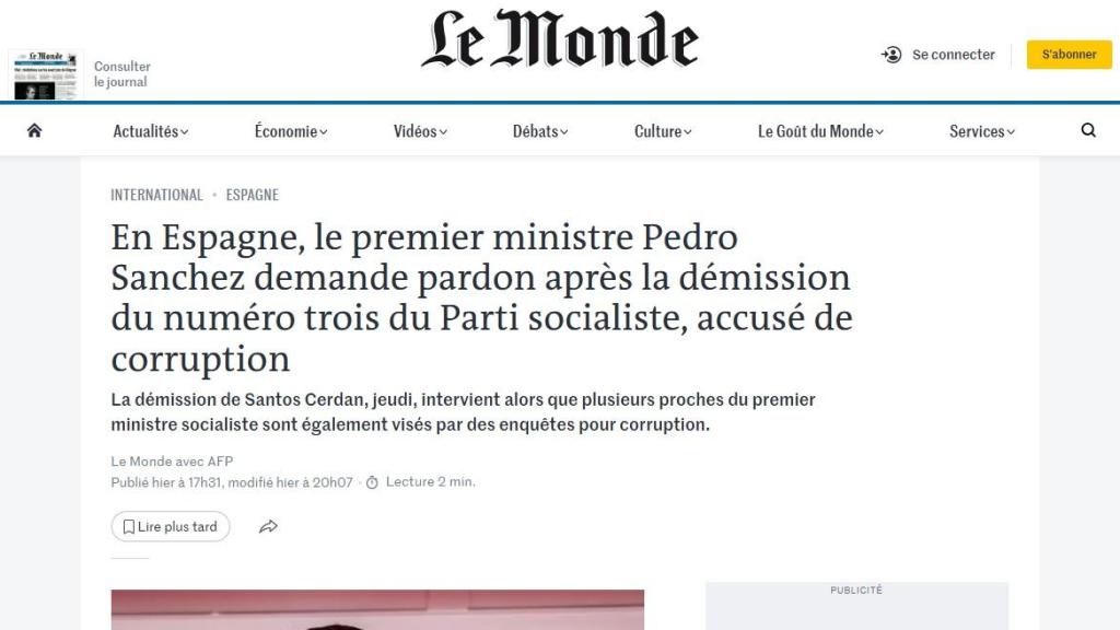 Sánchez en 'Le Monde'.