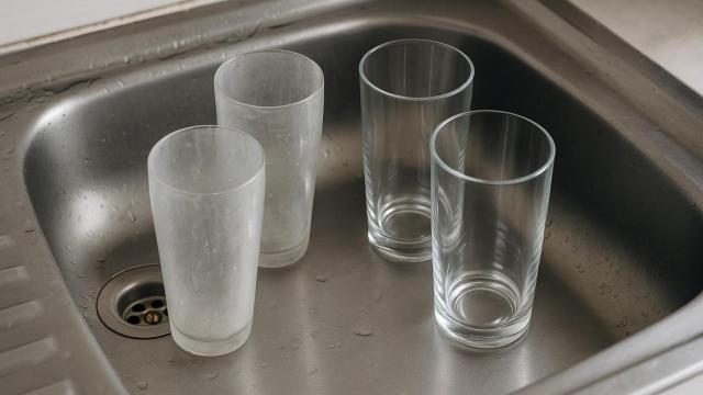 Cuatro vasos de cristal.