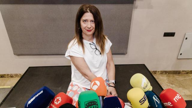 La fontanera de Ferraz Leire Díez, el pasado día 4 durante su comparecencia ante los medios en un hotel de Madrid.