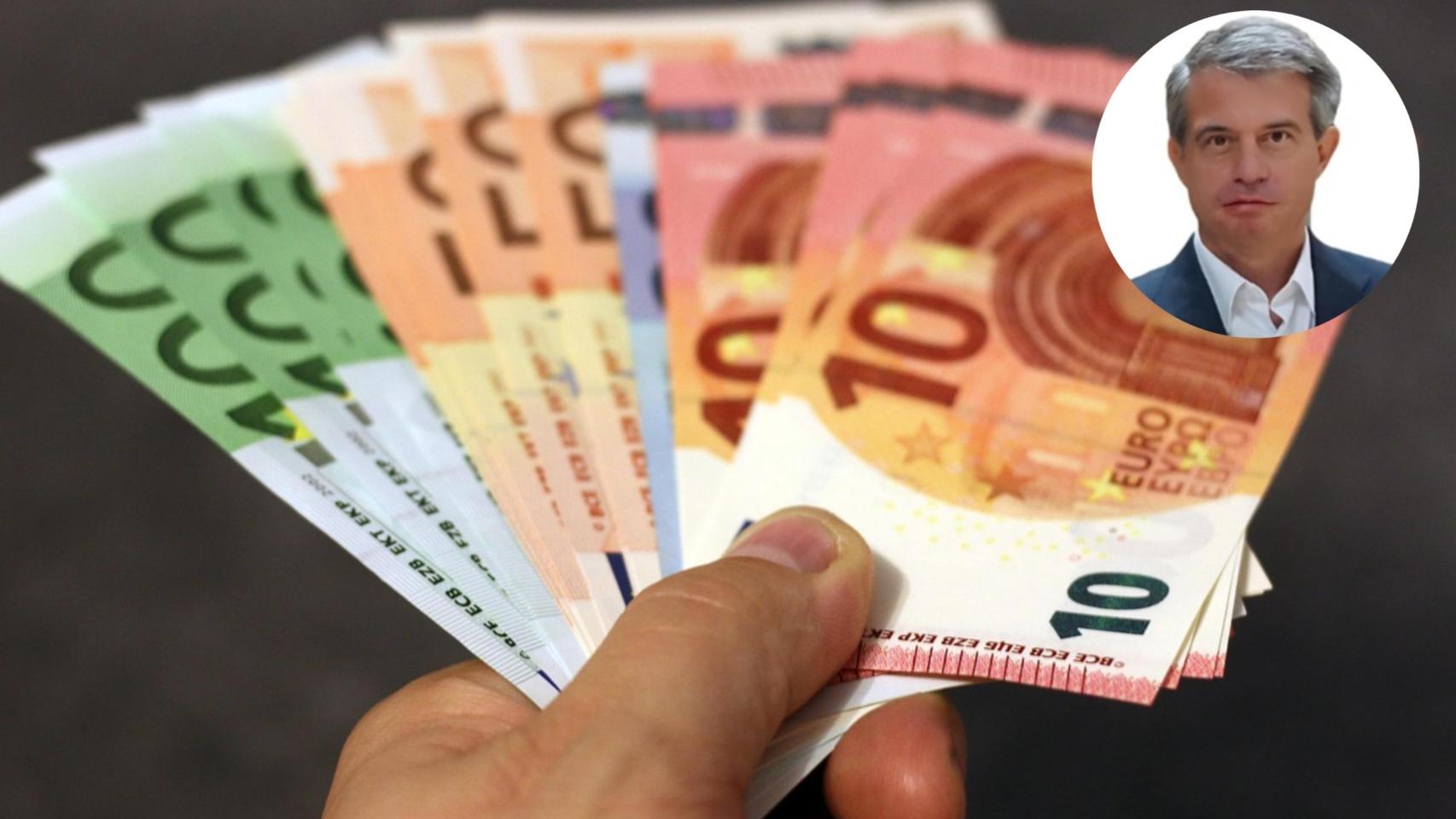 Montaje de Pablo Escobar con billetes de euro.