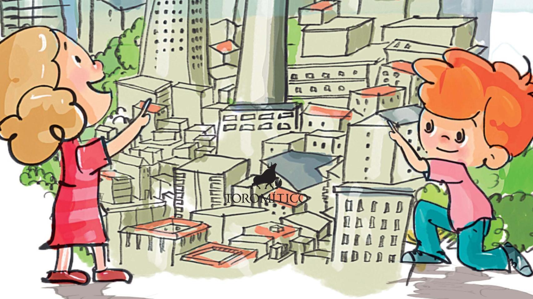 Ilustración dentro de la portada del libro