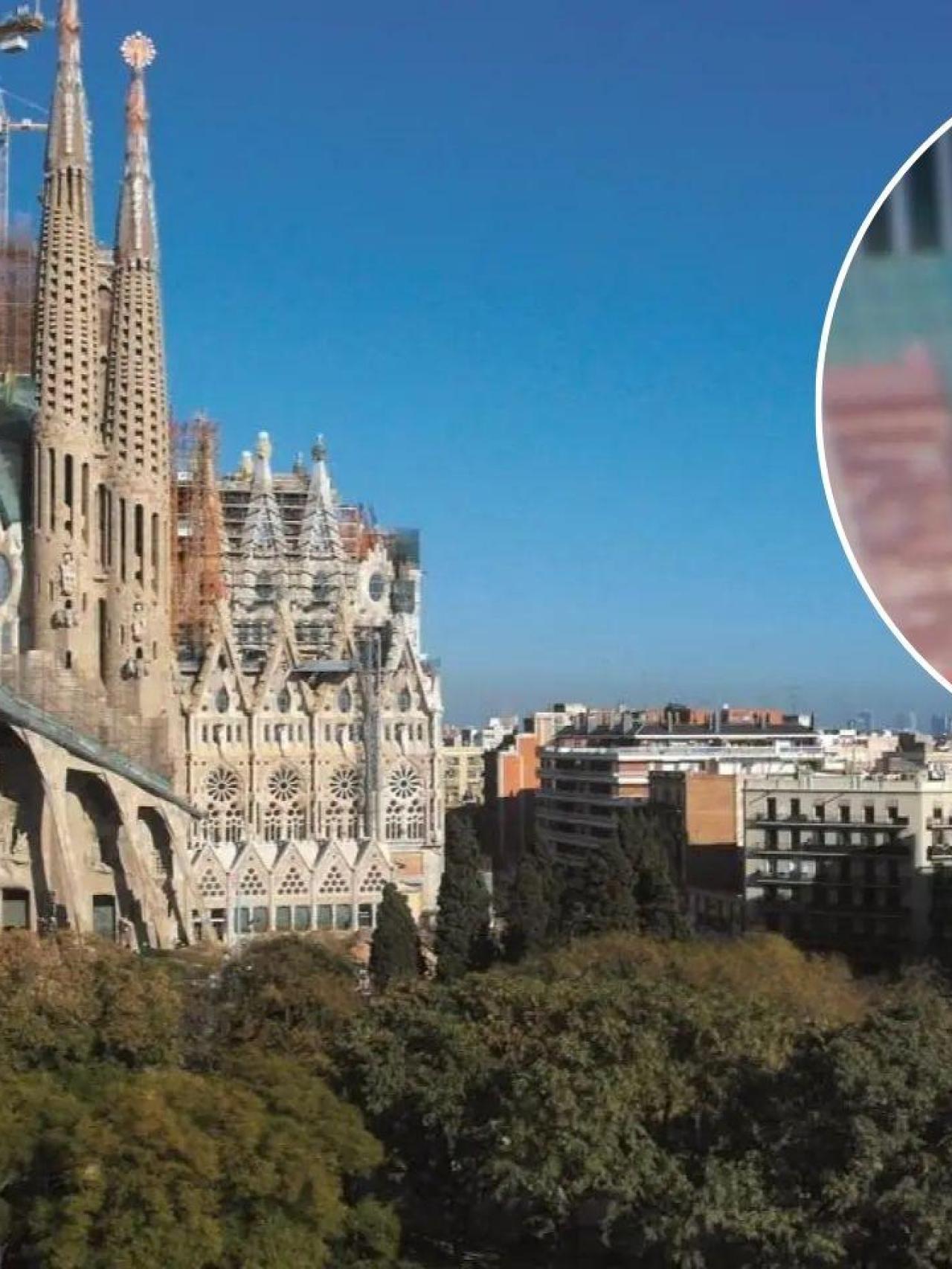 Miguel Lago y la ciudad de Barcelona en un fotomontaje.