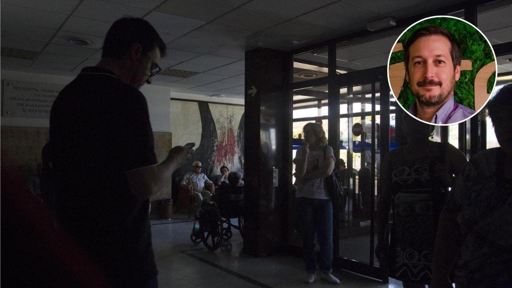 Montaje de Guillermo Vidal, ingeniero, en una imagen de un hospital durante el apagón.
