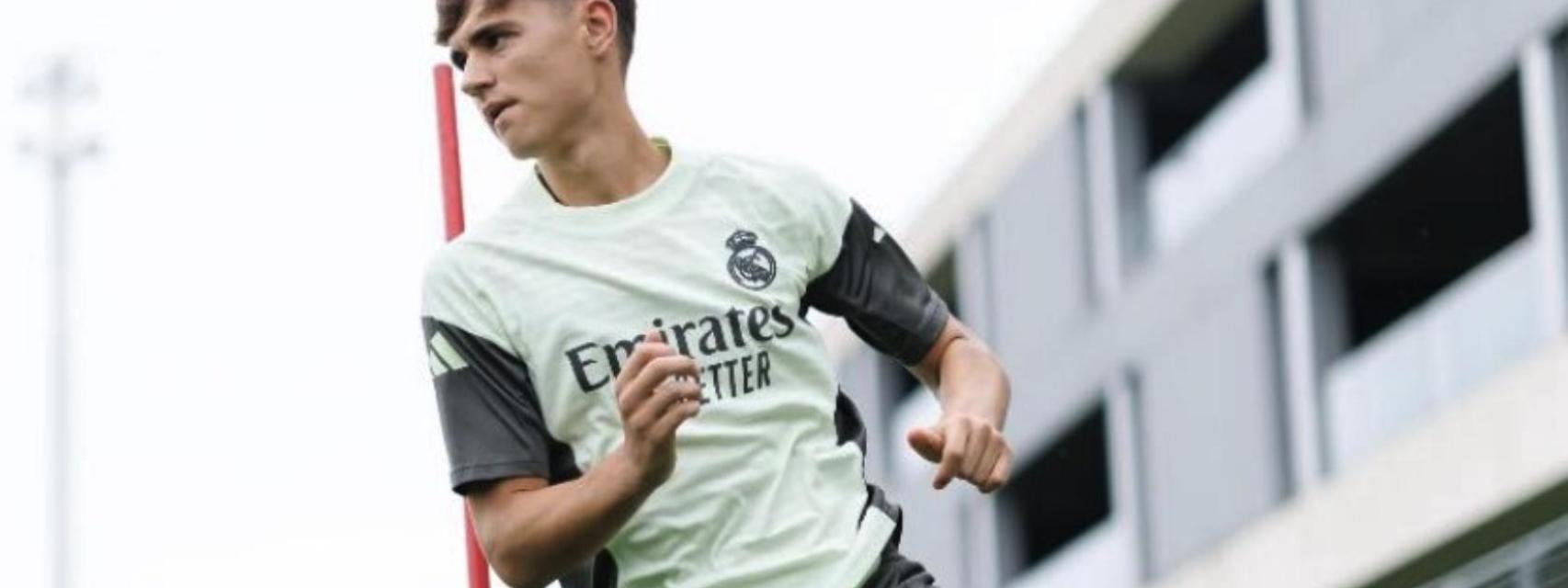 Diego Aguado entrenando con el Real Madrid