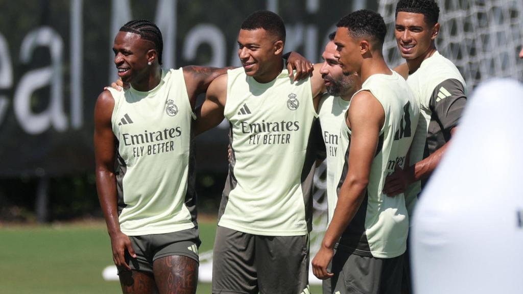 Mbappé y Vinicius, durante un entrenamiento.