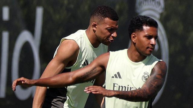 Mbappé, Rodrygo y Bellingham entrenando con el Real Madrid