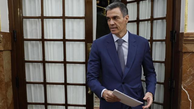 El presidente del Gobierno, Pedro Sánchez, este miércoles a su salida de la sesión de control.