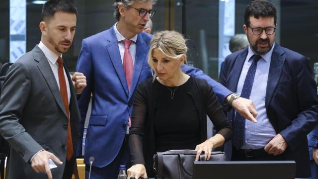 La vicepresidenta segunda y ministra de Trabajo, Yolanda Díaz, durante una reunión en Bruselas