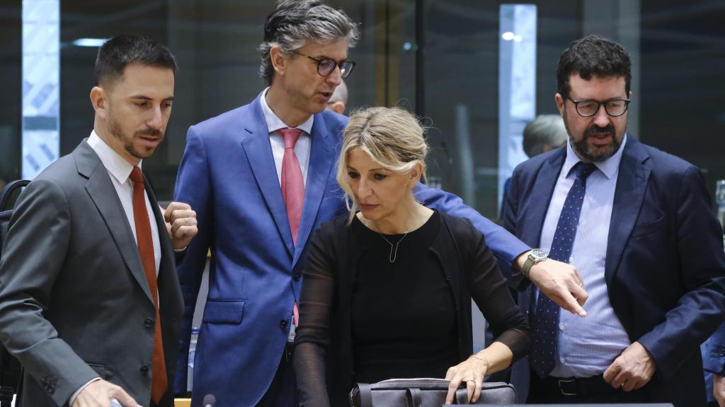La vicepresidenta segunda y ministra de Trabajo, Yolanda Díaz, durante una reunión en Bruselas