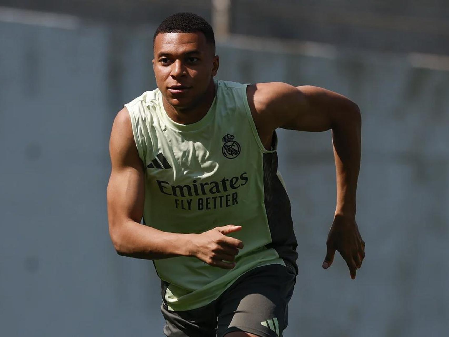 Kylian Mbappé, entrenando con el Real Madrid