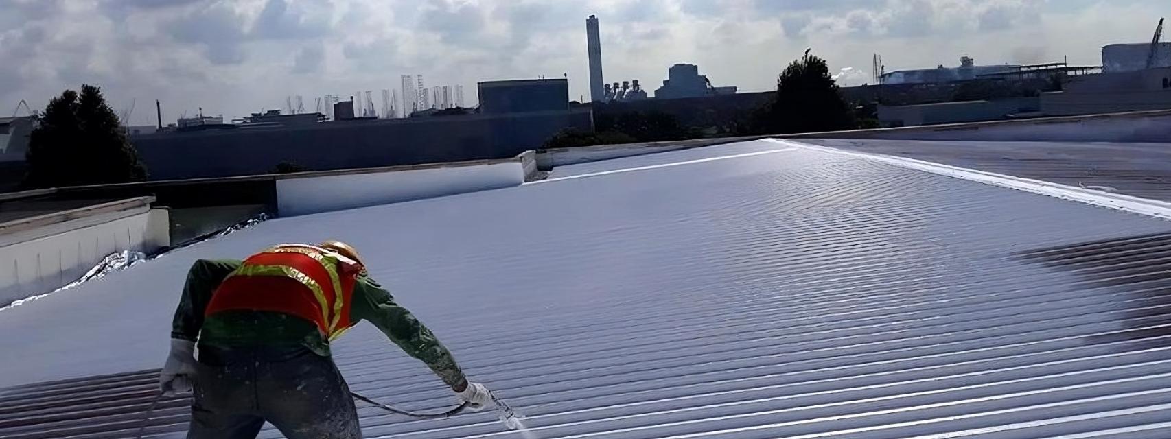Un operario pintando el techo de una de las instalaciones de la NTU