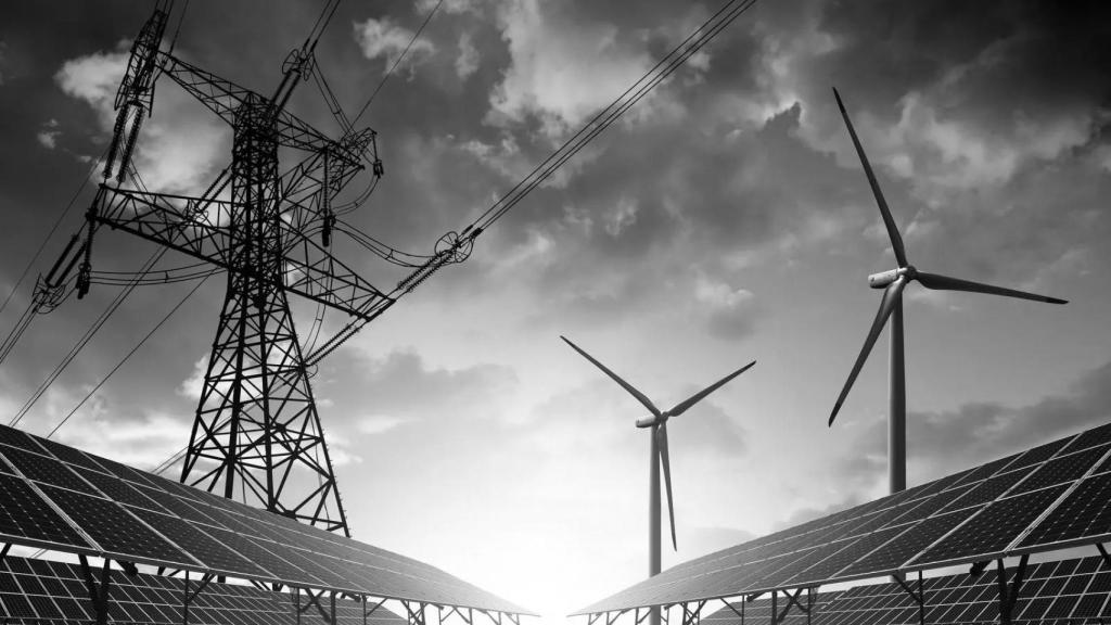 Fotomontaje de parques eólicos, fotovoltaicos y redes eléctricas