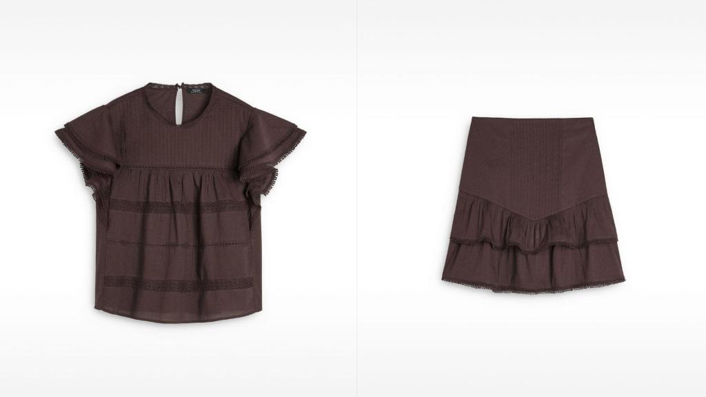 Falda y blusa con volantes 100% de algodón.