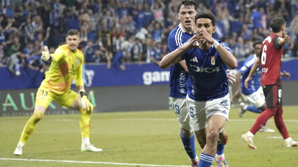 Ilyas Chaira celebra el gol marcado ante el Mirandés.