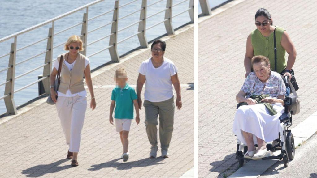 María Zurita, con su hijo Carlos y su madre, la Margarita Infanta, en el Sanxenxo Yacht Club.