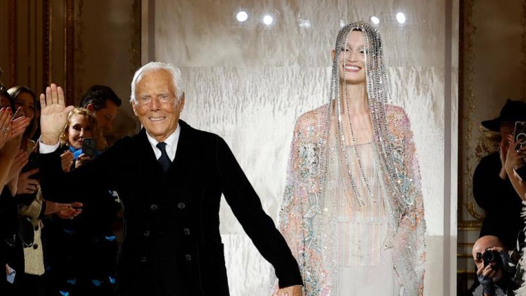 Giorgio Armani en la Semana de la Moda de París en enero de 2025.