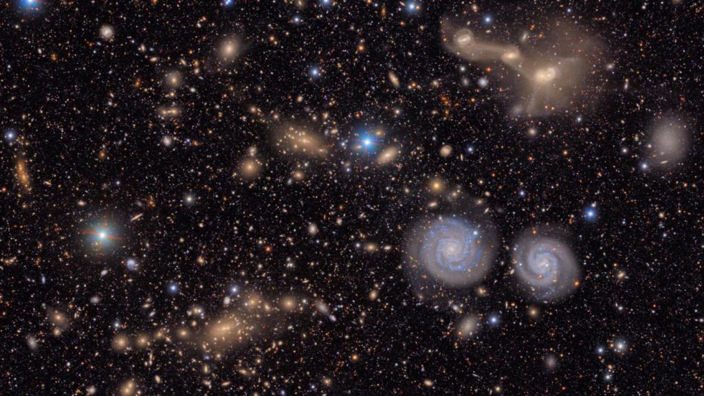 Un cúmulo de galaxias fotografiado por el Vera Rubin.
