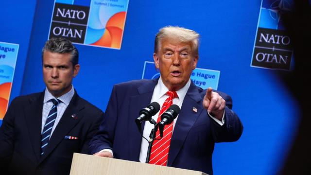 El presidente de Estados Unidos, Donald Trump, durante una rueda de prensa en La Haya