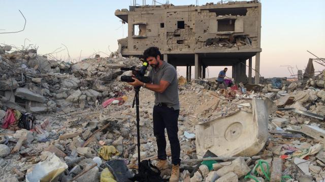 Hernán Zin en el rodaje de 'Nacido en Gaza' (2014). Foto: Flamingo comunicación