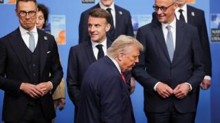 Los líderes de Finlandia, Francia, Estados Unidos y Alemania, en La Haya.