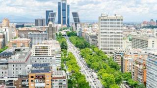 Vista aérea del paseo de la Castellana de Madrid.