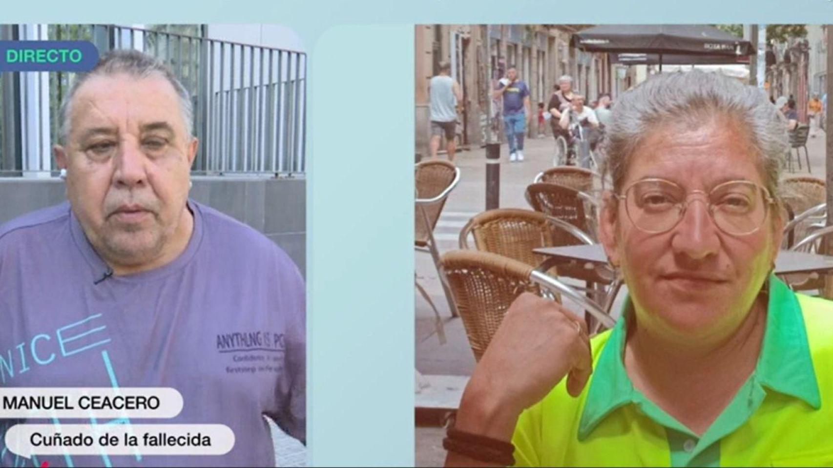 Manuel Ceacero, junto a una imagen de su cuñada, durante su intervención en La Sexta.