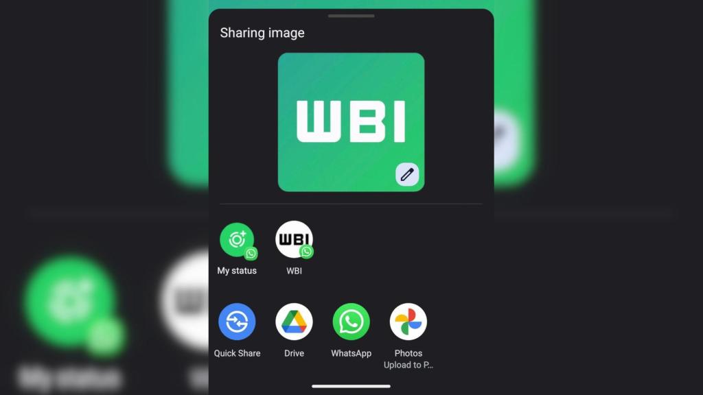 Nueva opción Mi estado de WhatsApp en el menú compartir de Android