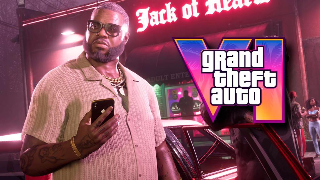 Uno de los personajes de GTA VI con un móvil en su mano