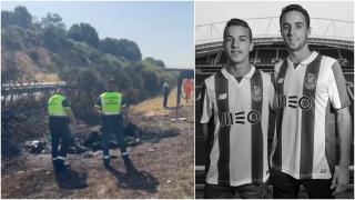 A la izquierda, una imagen del siniestro cedida por la Guardia Civil, a la derecha André Silva (i.) y Diogo Jota (d.).