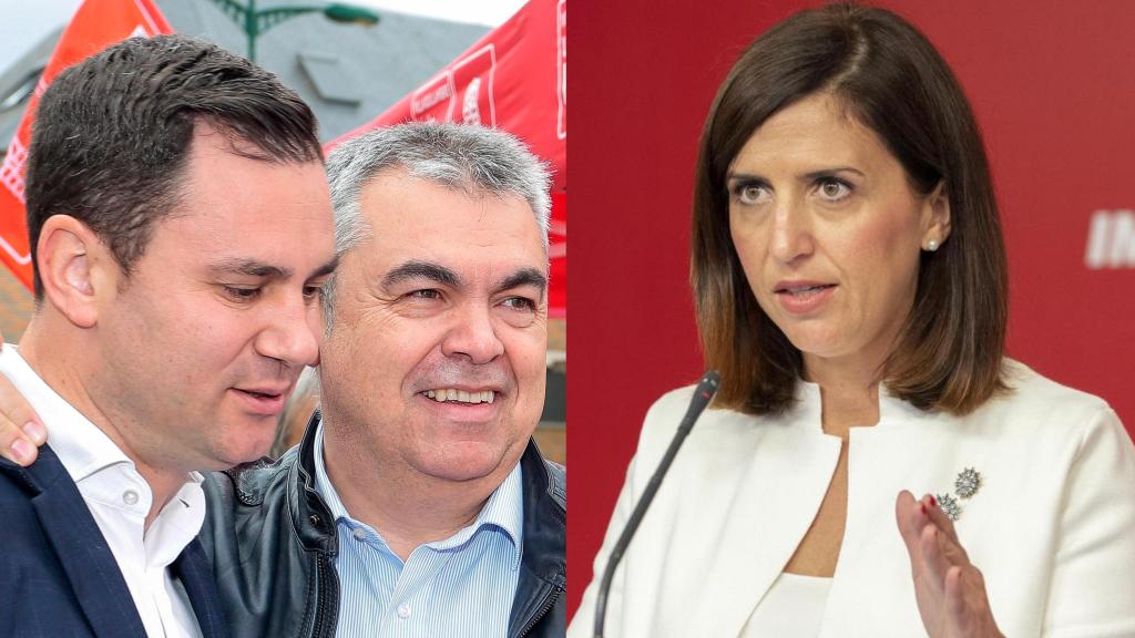 Javier Alfonso Cendón junto a Santos Cerdán y Esther Peña.