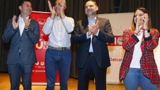 El secretario general del PSOE de León, Javier Alfonso Cendón, el alcalde de León, José Antonio Diez, el ex secretario de Organización del PSOE José Luis Ábalos y la vicesecretaria general del PSOECyL Nuria Rubio, en un acto en la capital leonesa en mayo de 2019
