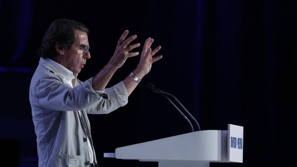 El expresidente del Gobierno José María Aznar, durante el XXI Congreso Nacional del PP, en el recinto ferial Ifema de Madrid.