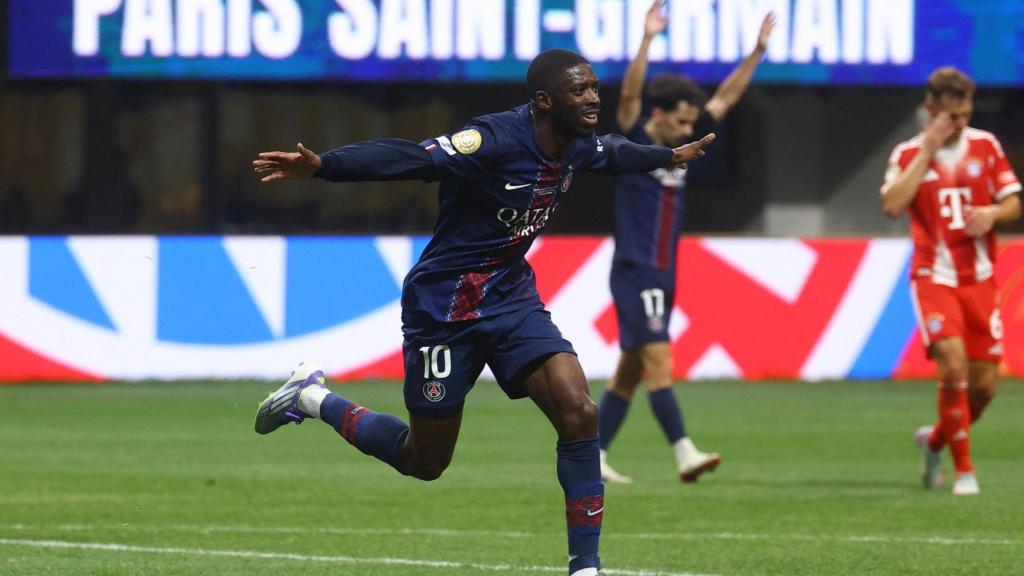 Dembelé celebra el segundo gol en la victoria ante el Bayern Múnich.