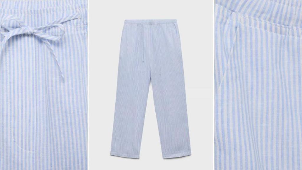 Pantalón recto lino. REF. 87076341