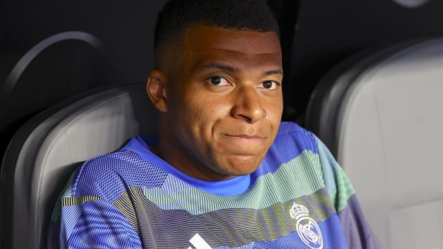 Kylian Mbappé, en el banquillo del Real Madrid