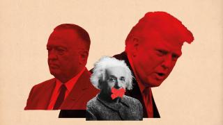 Un montaje con Albert Einstein y Donald Trump. Diseño: Rubén Vique
