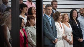 Pedro Sánchez en la sede el PSOE este lunes tras la Comisión Ejecutiva Federal del partido.