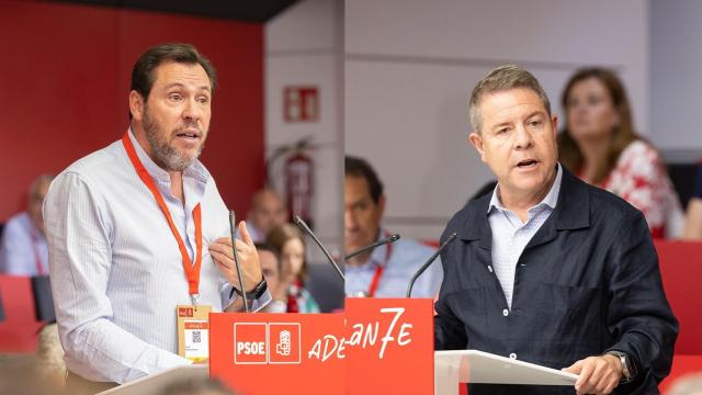 Óscar Puente y Emiliano García-Page, en el Comité Federal del PSOE del pasado sábado.