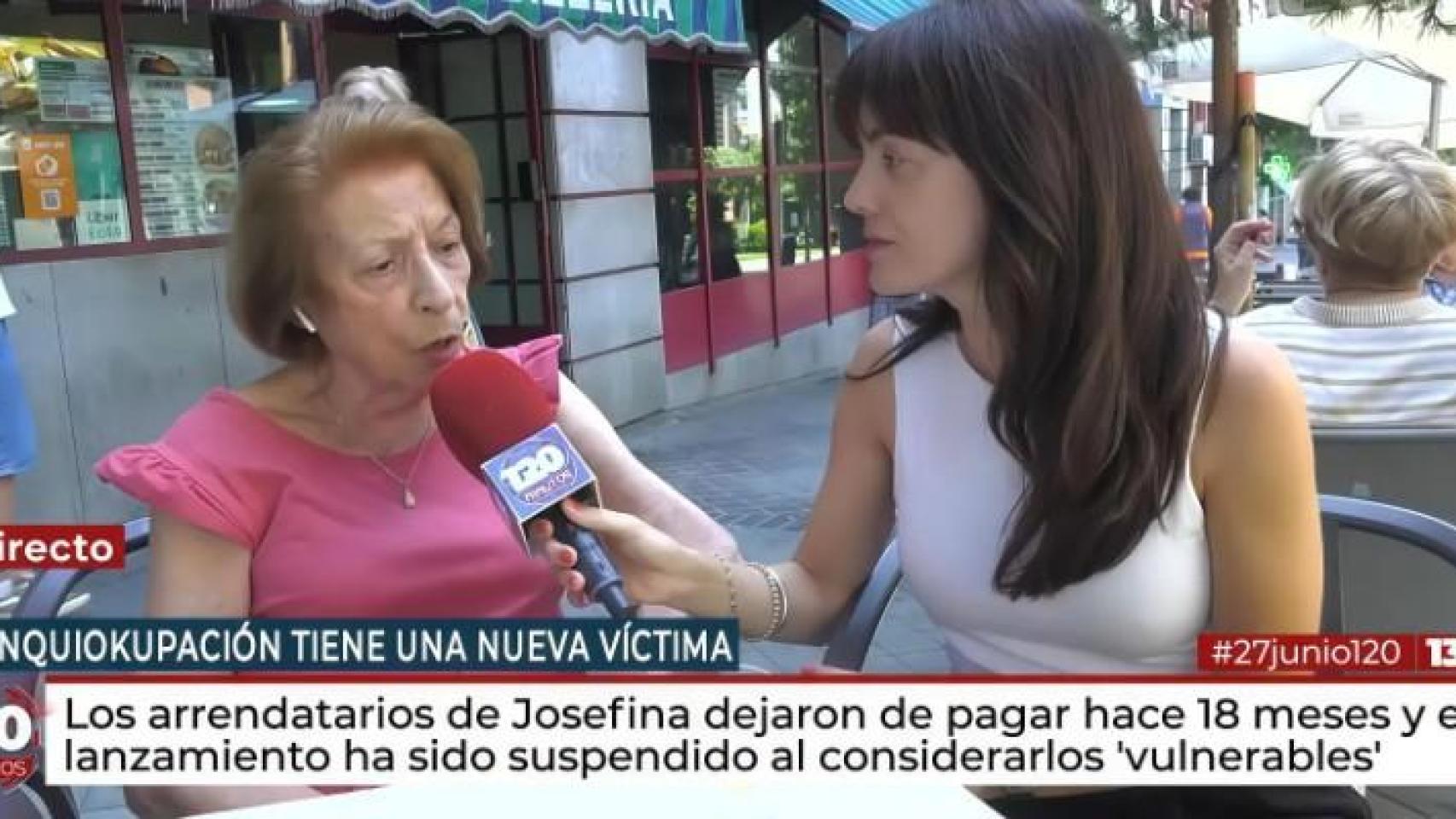 Josefina, víctima de inquiokupación, entrevistada en Telemadrid.