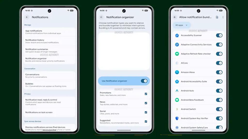 La nueva sección para excluir apps de las notificaciones gestionadas por la IA