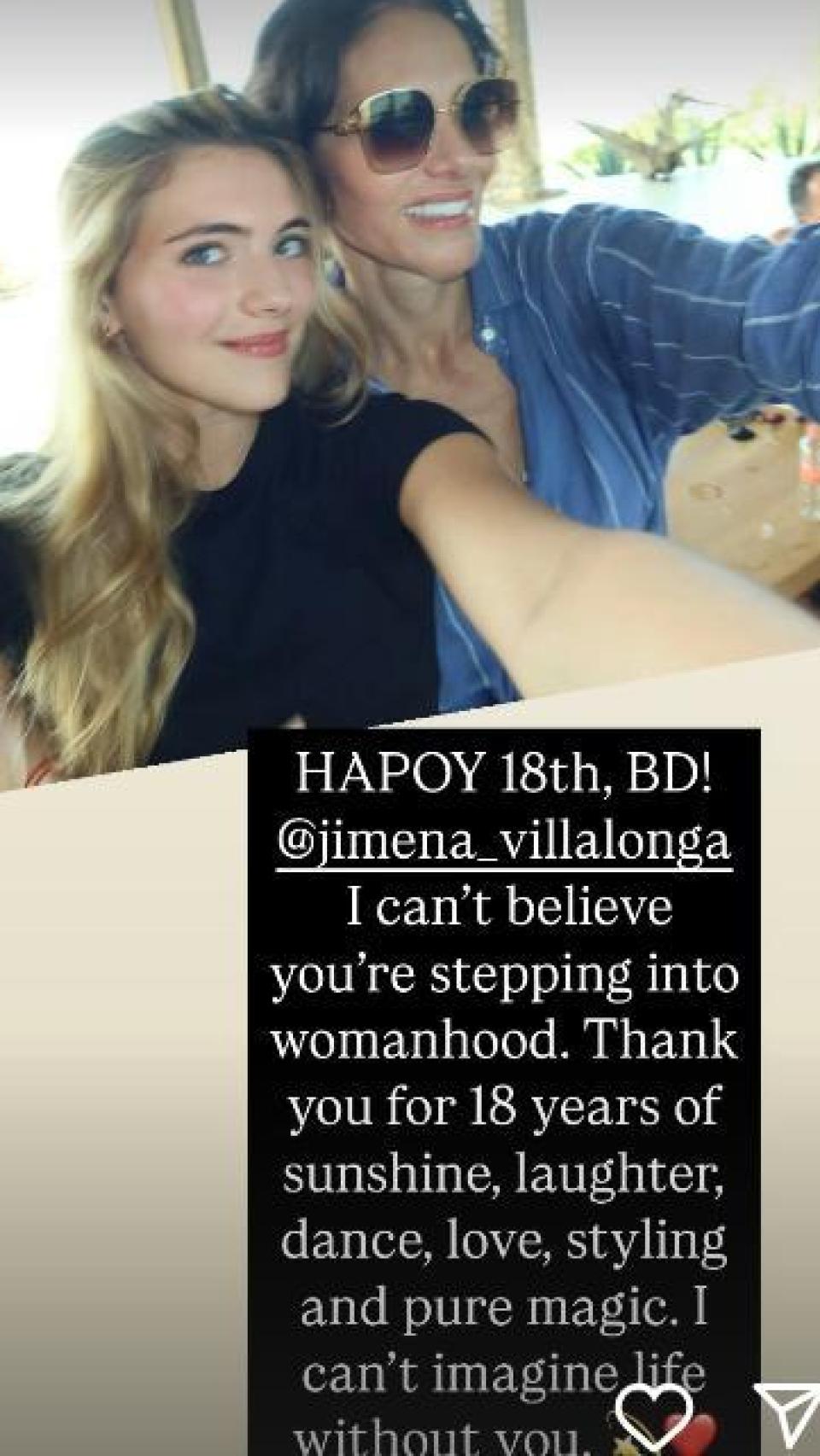 Adriana Abascal con su hija Jimena en una 'historia' de Instagram.
