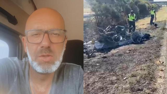 Montaje con José Aleixo Duart y restos del accidente de Diogo Jota y su hermano André