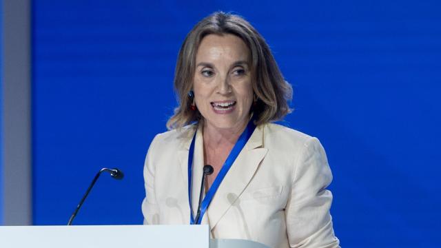 Cuca Gamarra, en el Congreso Nacional del PP celebrado el pasado sábado en Madrid.