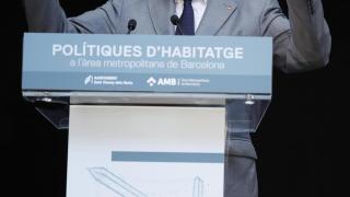 Salvador Illa, presidente de la Generalitat, en una conferencia sobre políticas de Vivienda.