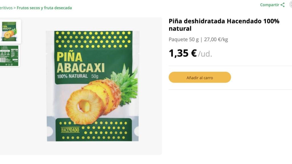 Piña deshidratada.